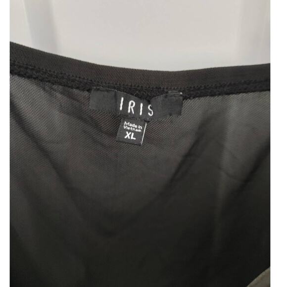 Iris Bodysuit Mesh Lines Bust Tank Black Snap Crotch Junior XL NWT - Picture 3 of 8